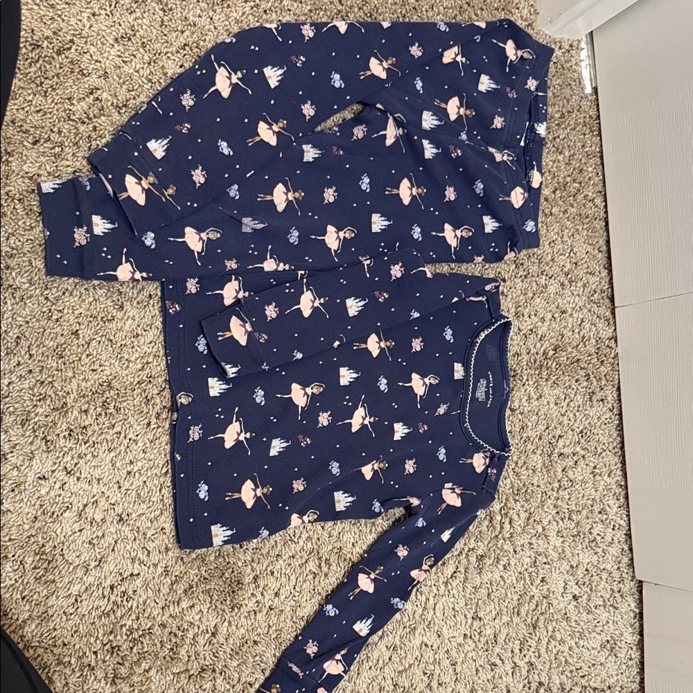 Janie and Jack Navy Pajama Set with Ballerina Print